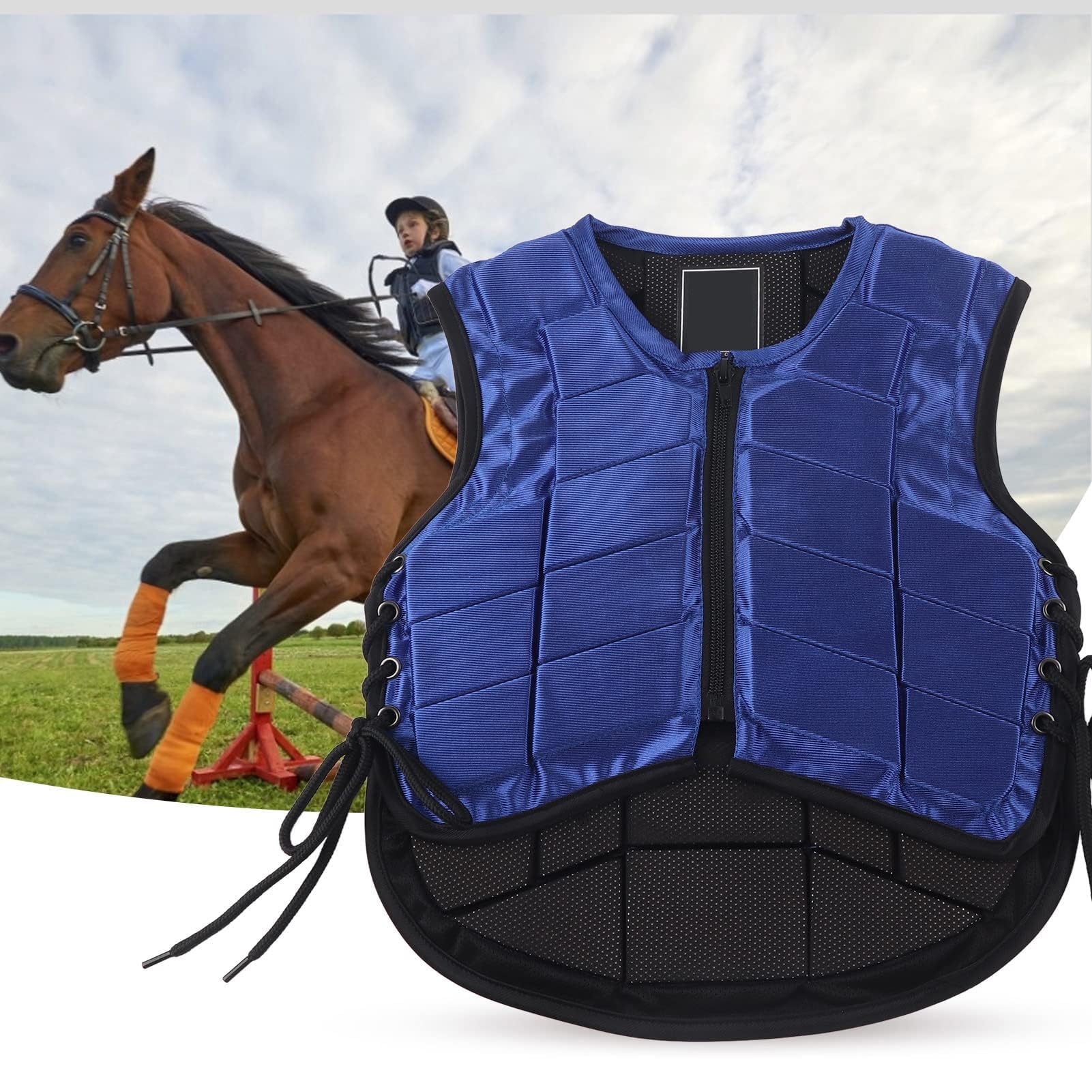 Cyrank Gilet Equestre per Bambini, Gilet Protettivo Equestre Imbottito in Schiuma di Nylon