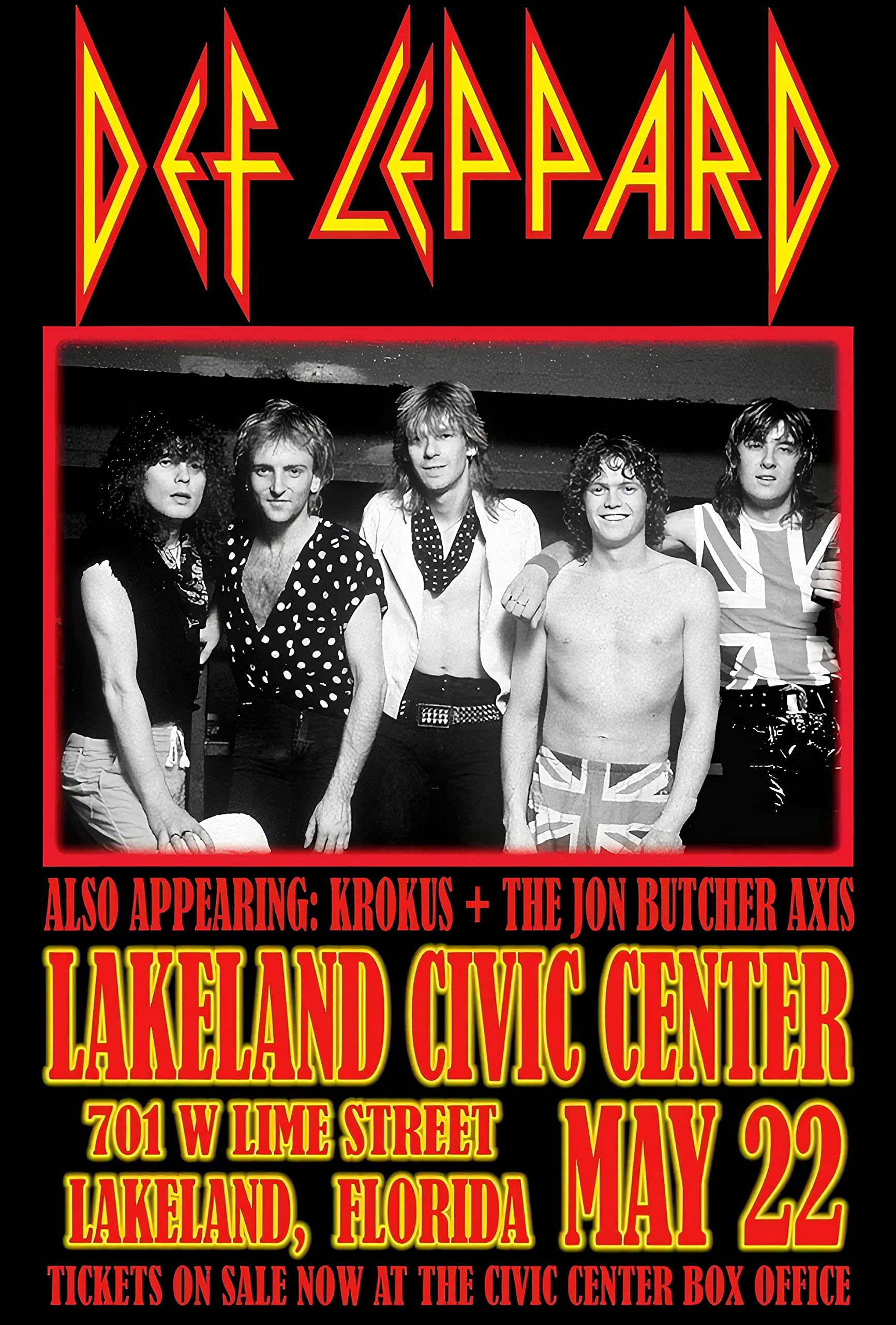 Bharat Udyog Def Leppard Poster - Lakeland Civic Centre Music Band Wall Sticker 300 Gsm Art Card Paper Print Artwork Printed (13x19 inch)