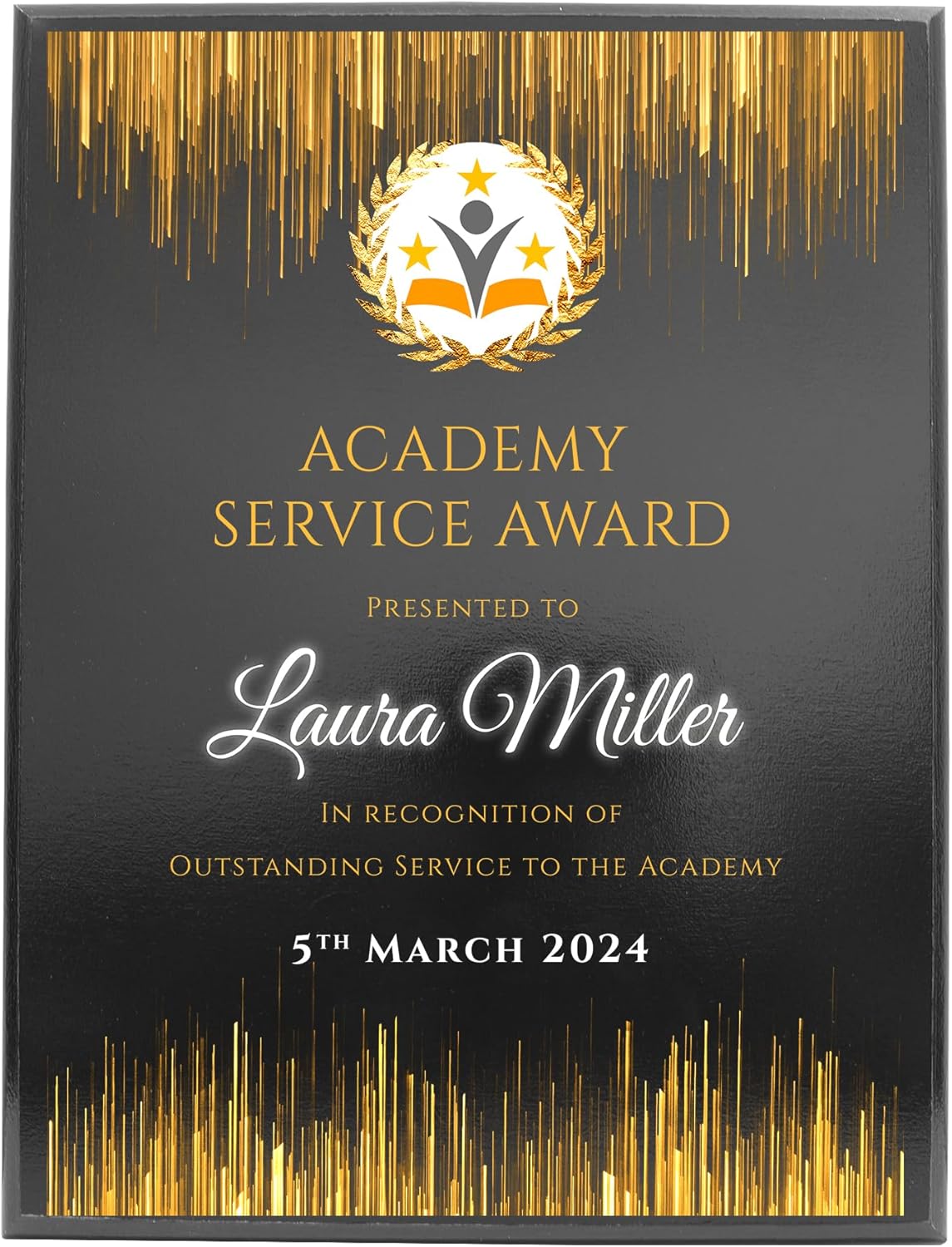 9" x 12" Custom Wall Plaque for Awards and Recognition - High Gloss Cherry Finish With Keyholed Back for Vertical and Horizontal Hanging - Personalized Office Wall Decor (Design A)