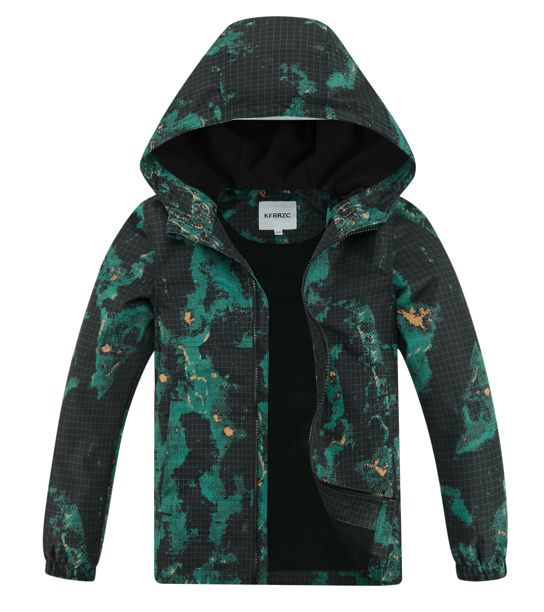 Boys Girls Waterproof Hooded Jackets Fleece Lined Rain Jackets