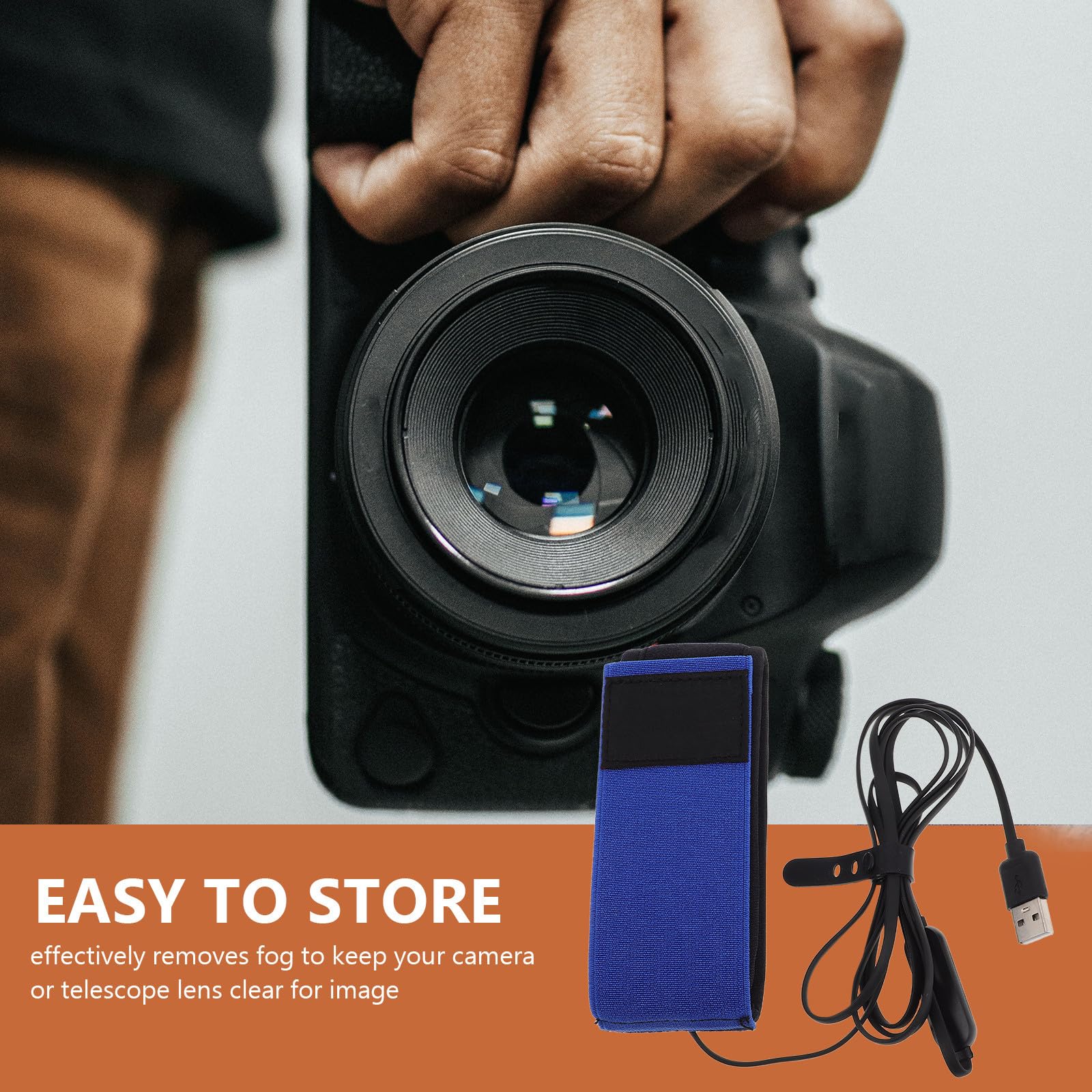 Chauffe-Objectif USB Portable pour Appareil Photo et Télescope avec Protection la Condensation, Tissu et Plastique, Réglage 3 Niveaux pour Photographie en Extérieur et Astronomie