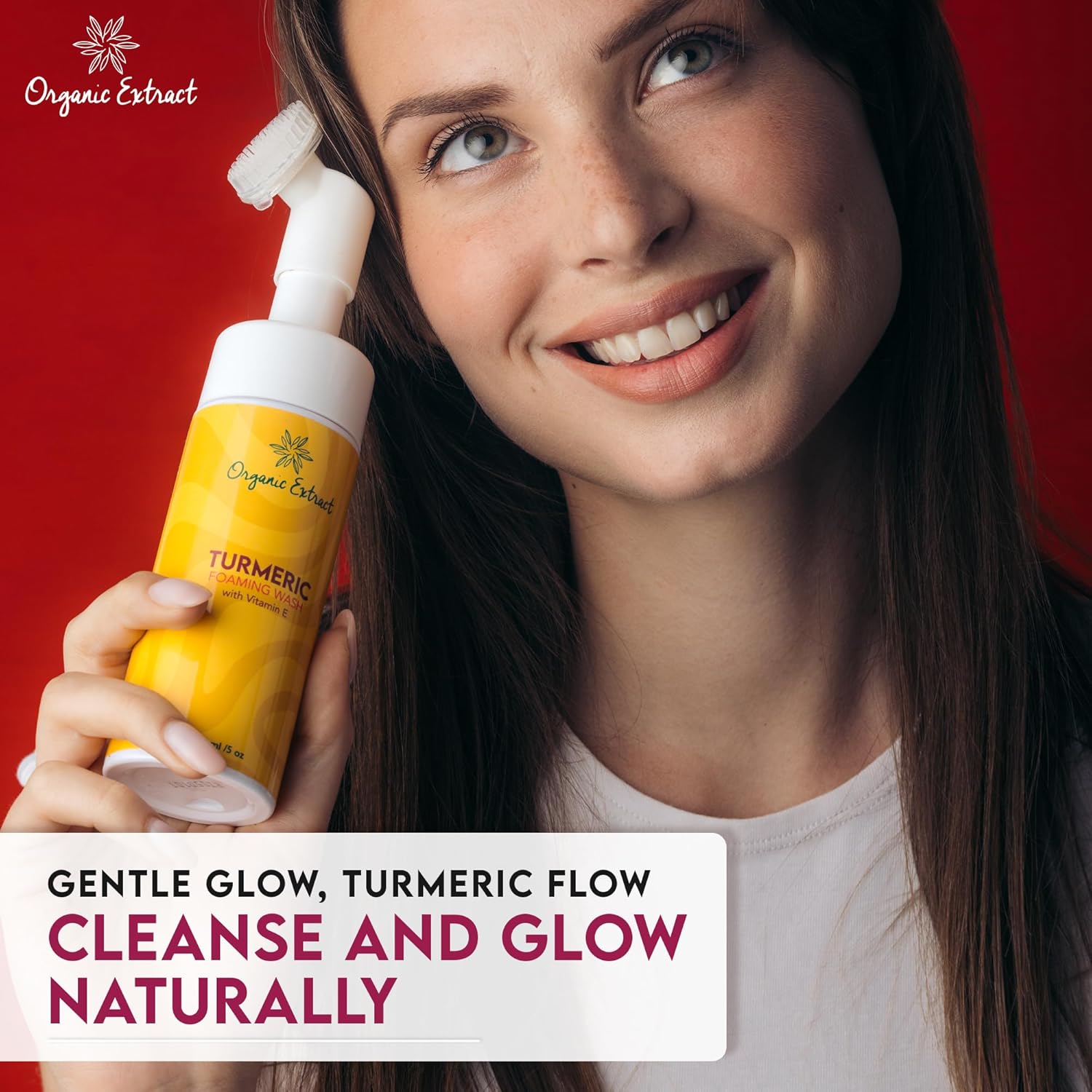 Turmeric Skin Brightening Face Wash – 5 fl oz / 150ml – Daily Moisturizer, Gentle Facial Cleanser for All Skins with Kojic Acid, Vitamin E, and Aloe Vera - Image 2