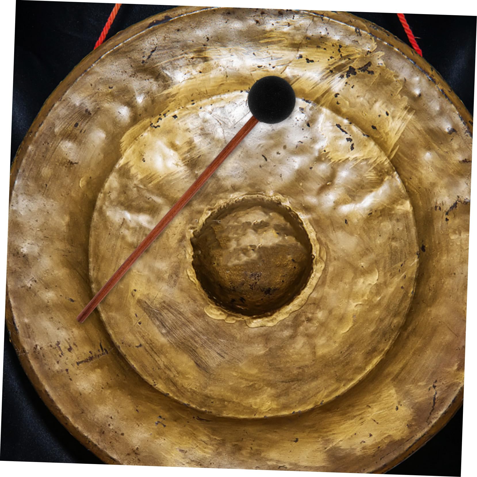 Hemobllo Mazza per Gong con Impugnatura in Legno e Testa in Silicone Nero, Effetto Suono Balena per Insegnamento Musicale e Occasioni Musicali