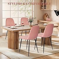 Vista 5 de CangLong Sillas modernas de terciopelo con patas de metal para sala de estar, dormitorio, restaurante, comedor, juego de 4, rosa