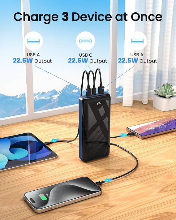 LOOPEAK Power Bank 50000mAh 22.5W Fast Charging Portable Charger, USB C Quick Charge with 3 Outputs & 2 Inputs, LED Display, Huge Capacity External Cell Phone Battery Pack for iPhone, iPad, Camping