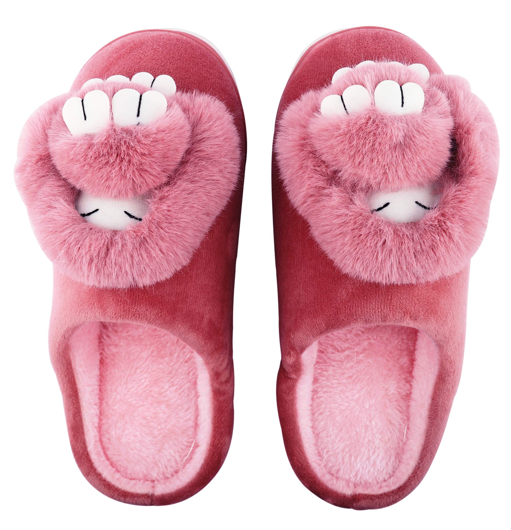 GO FOOT Women's Dark Pink GF008 Indoor Home Use Fur Slipper - 7 To 8 UK