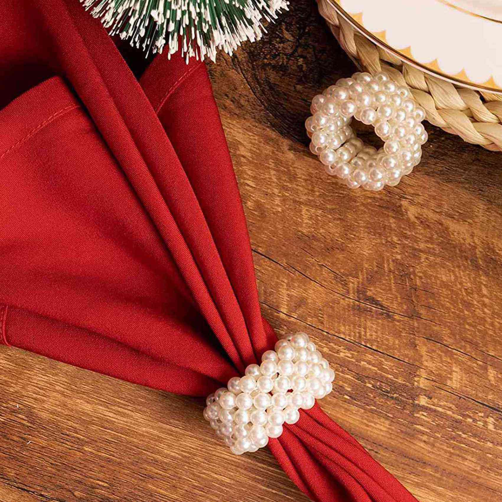 Servilletero Juego de 60 Piezas, Perla Servilleta de Boda Hebilla DecoracióN de Mesa