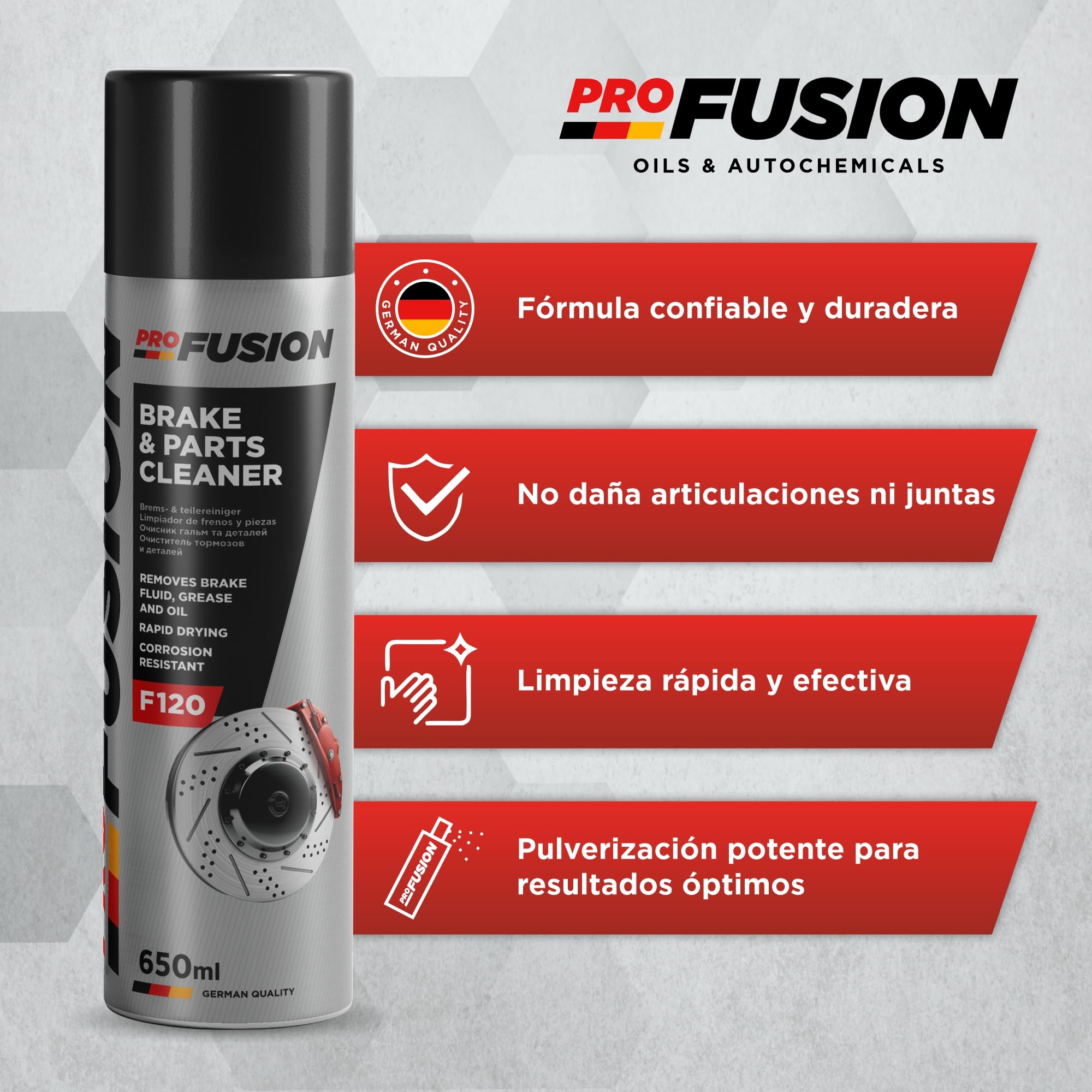 ProFusion Limpiador de Frenos y Embrague Pack de 12 - Brake & Parts Cleaner - Ayuda a Eliminar Aceites, Grasas, Alquitrán, Resina y Pegamento - No Daña Articulaciones ni Juntas - 650 ml