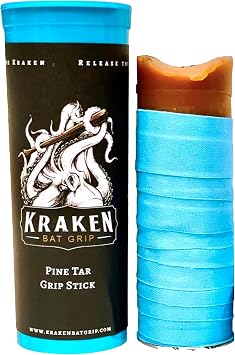 Kraken Bat Grip Batting Pine Tar Grip Stick Enhancer for Baseball Bats and Other Sports Equipment, Baby Blue, One Size