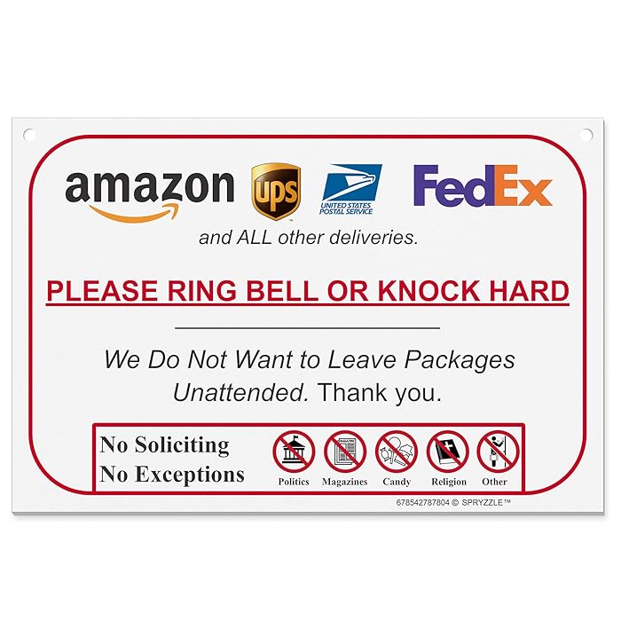 Buy Ring Bell or Knock Hard Do Not Leave Packages Unattended Delivery