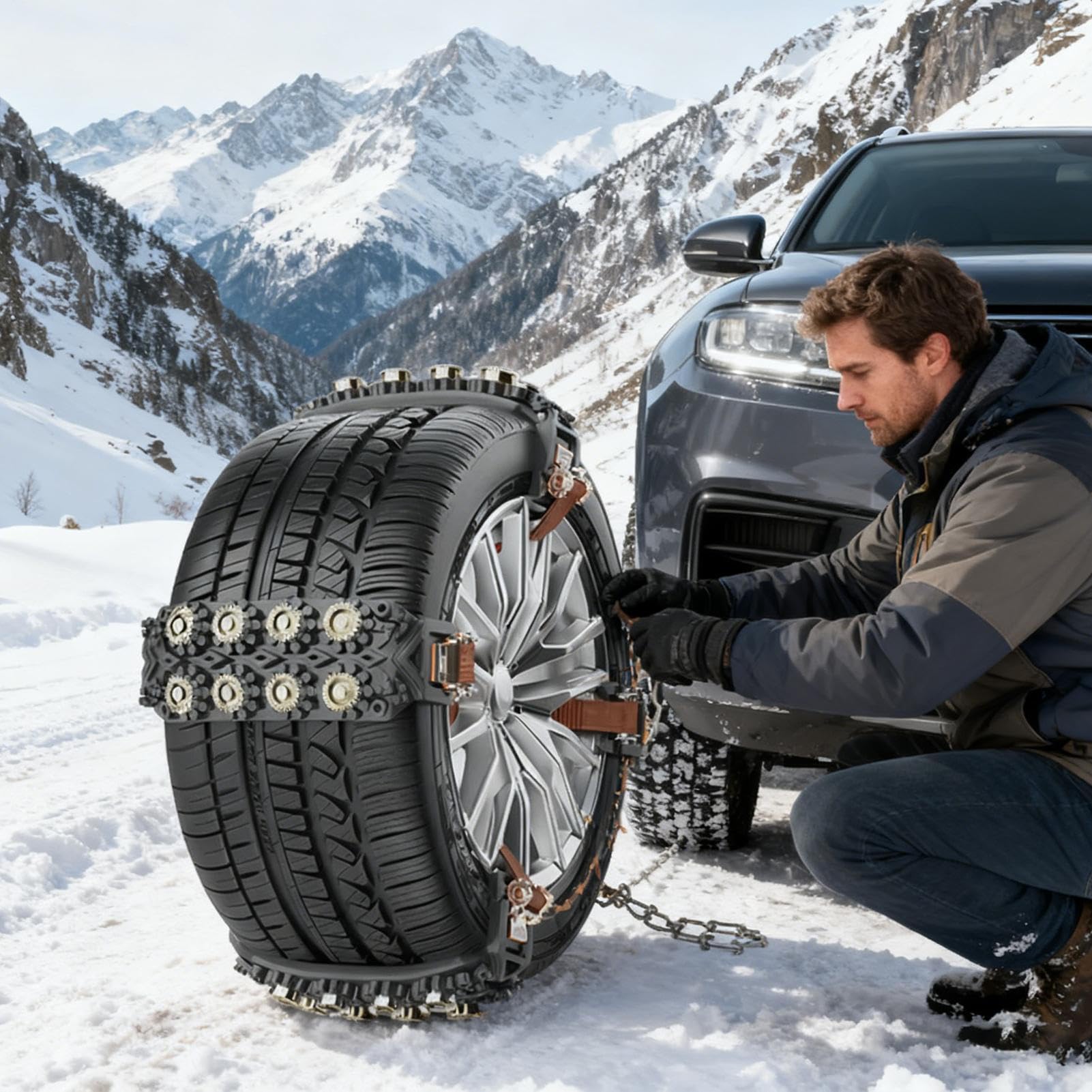 Catene Da Neve Per Automobili 8 Pezzi Per Trazione Pesante | Catene Di Trazione Per Ruote Compatibili Con Pneumatici Da 16.5-24.5 Cm Per Suv Camion Berlina Pickup Minivan Inverno