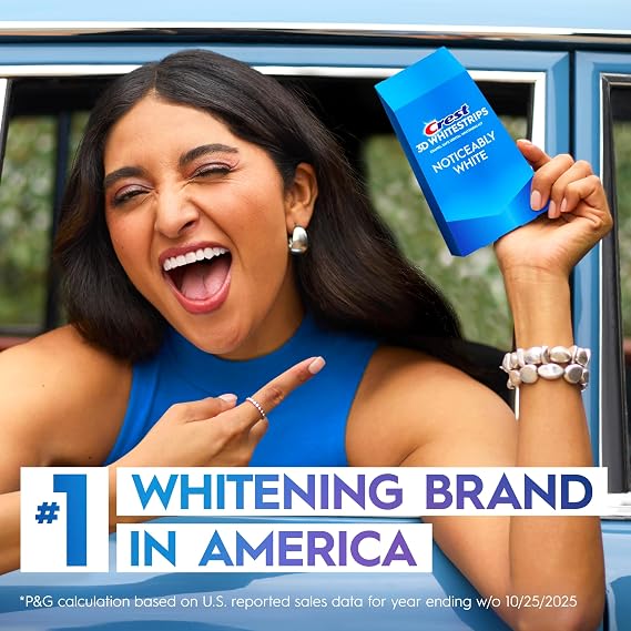 Crest 3D Whitestrips Noticeably White At-Home Teeth Whitening Kit, 10 Treatments, Visibly Whitens Teeth in just Days