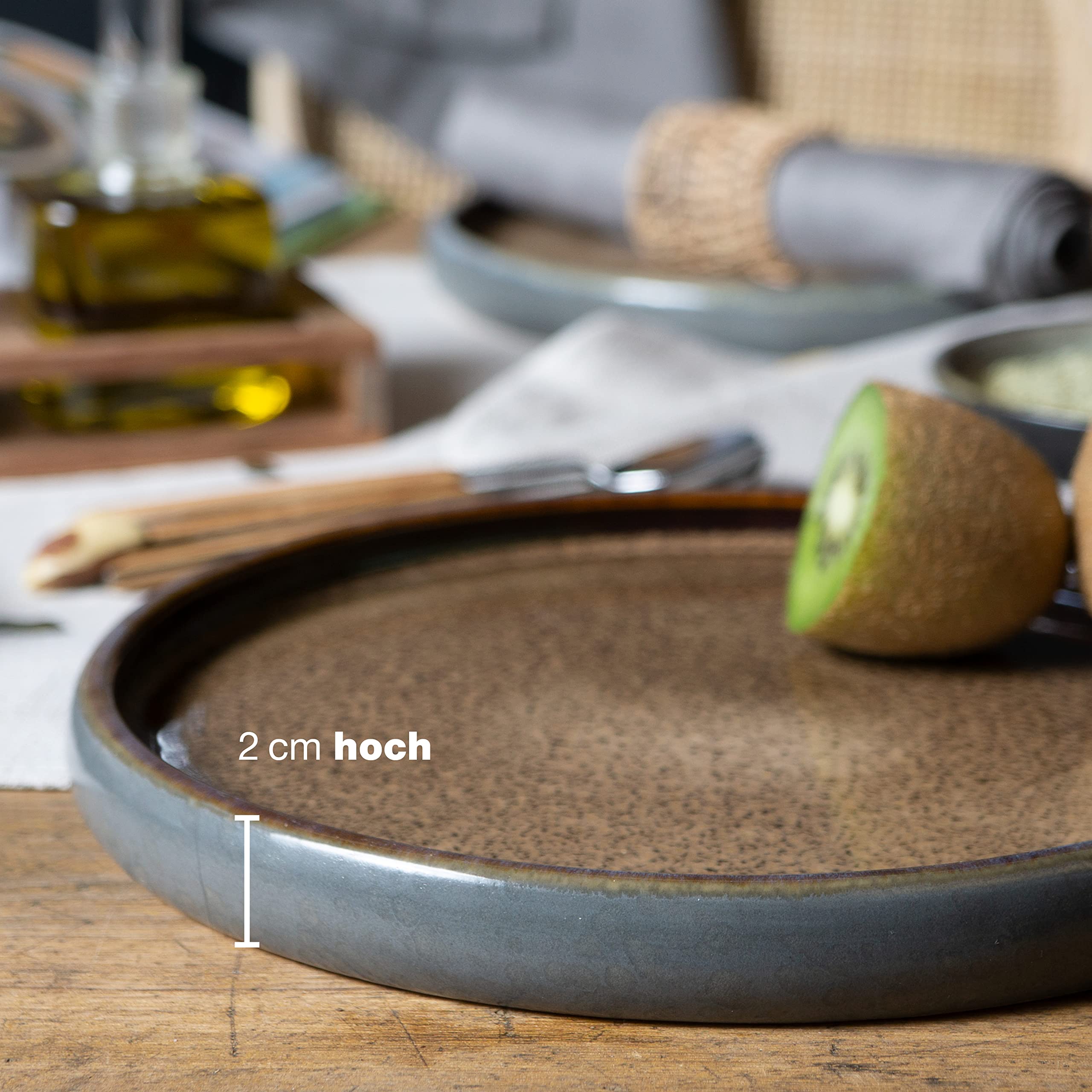 Moritz & Moritz SOLID 4x Kleine Teller 21 cm - Steinzeug Teller Set als Dessertteller, Kuchenteller, Frühstücksteller - Geschirr Set zum Servieren