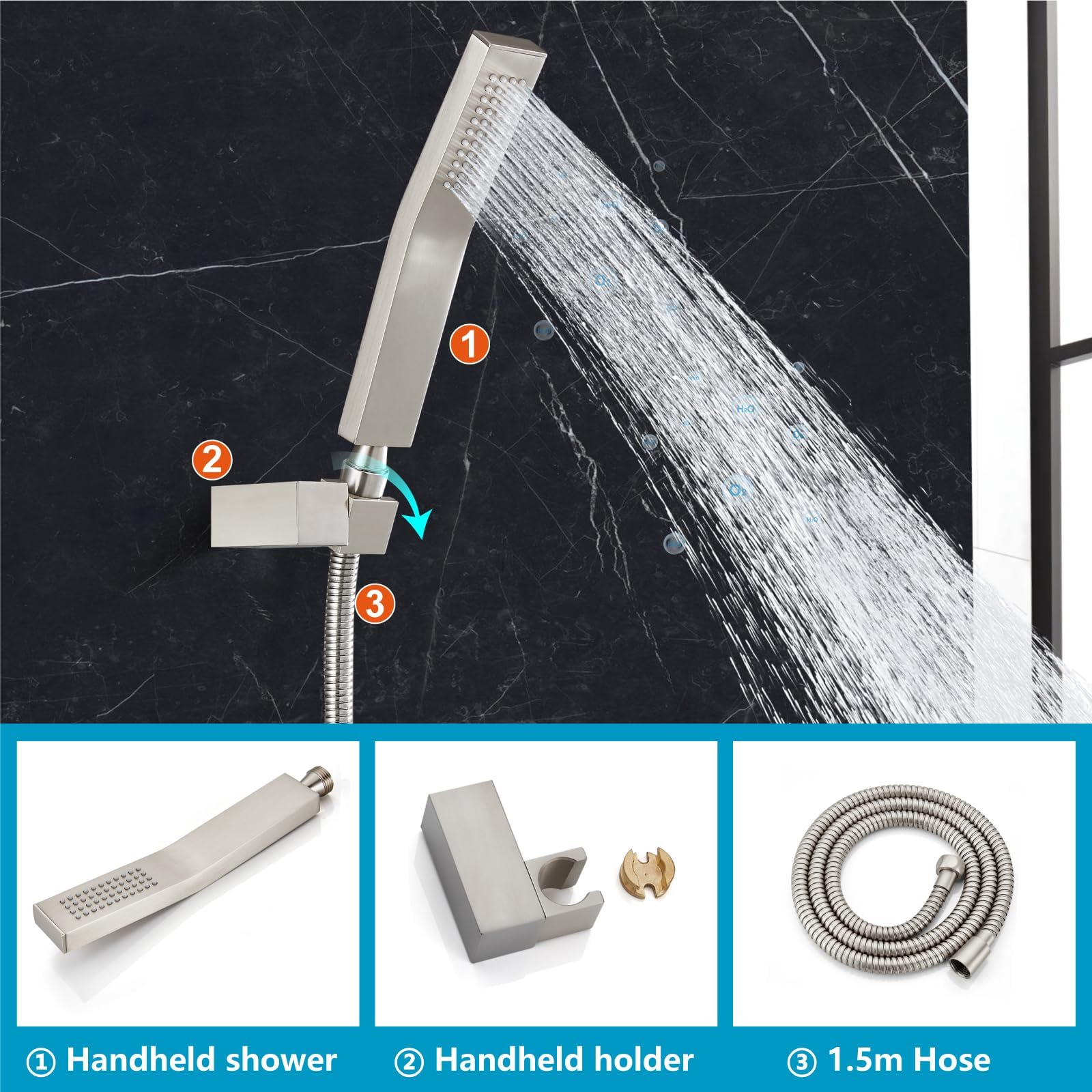 Midanya Rubinetto per vasca da bagno a parete con spray portatile, nichel