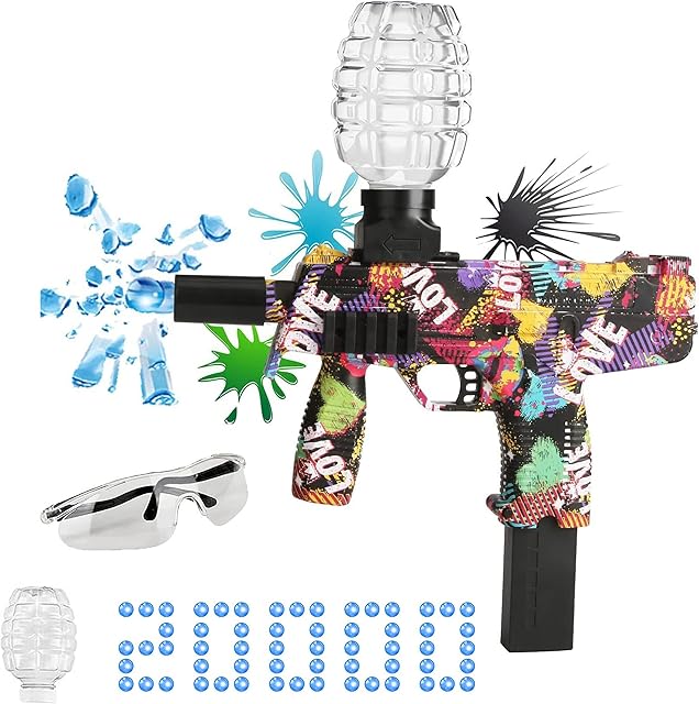 Gel Ball Blasters, Electric Gel Ball Shooting Toy with Goggles 20000 balls for Outdoor Sports and Team Fighting Games, Suitable for teens and adults