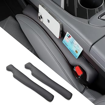 Car Gap Filler Cushion, Set of 2, Leather Seat Gap Prevention Strip, Anti-Slip, Small Drop Prevention, Black