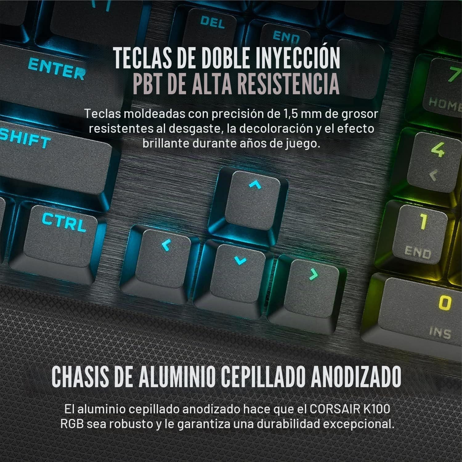 Corsair K100 RGB Teclado Gaming (conmutadores ópticos-mecánicos OPX: Ultra Fino y Lineal, Teclas de Doble inyección PBT, integración Elgato Stream Deck) AZERTY, Negro
