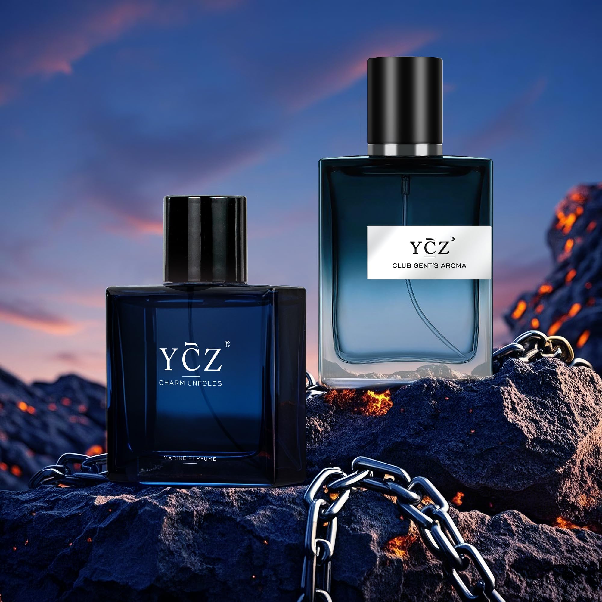 Ycz Eau de Parfüm Herren Set,2x50ml Lnganhaltendes Eau de Parfum für Herren,Der Duft kombiniert aromatisch-holzige und orientalisch-holzige Noten,Vielseitiges Geschenk für Herren für alle Anlässe