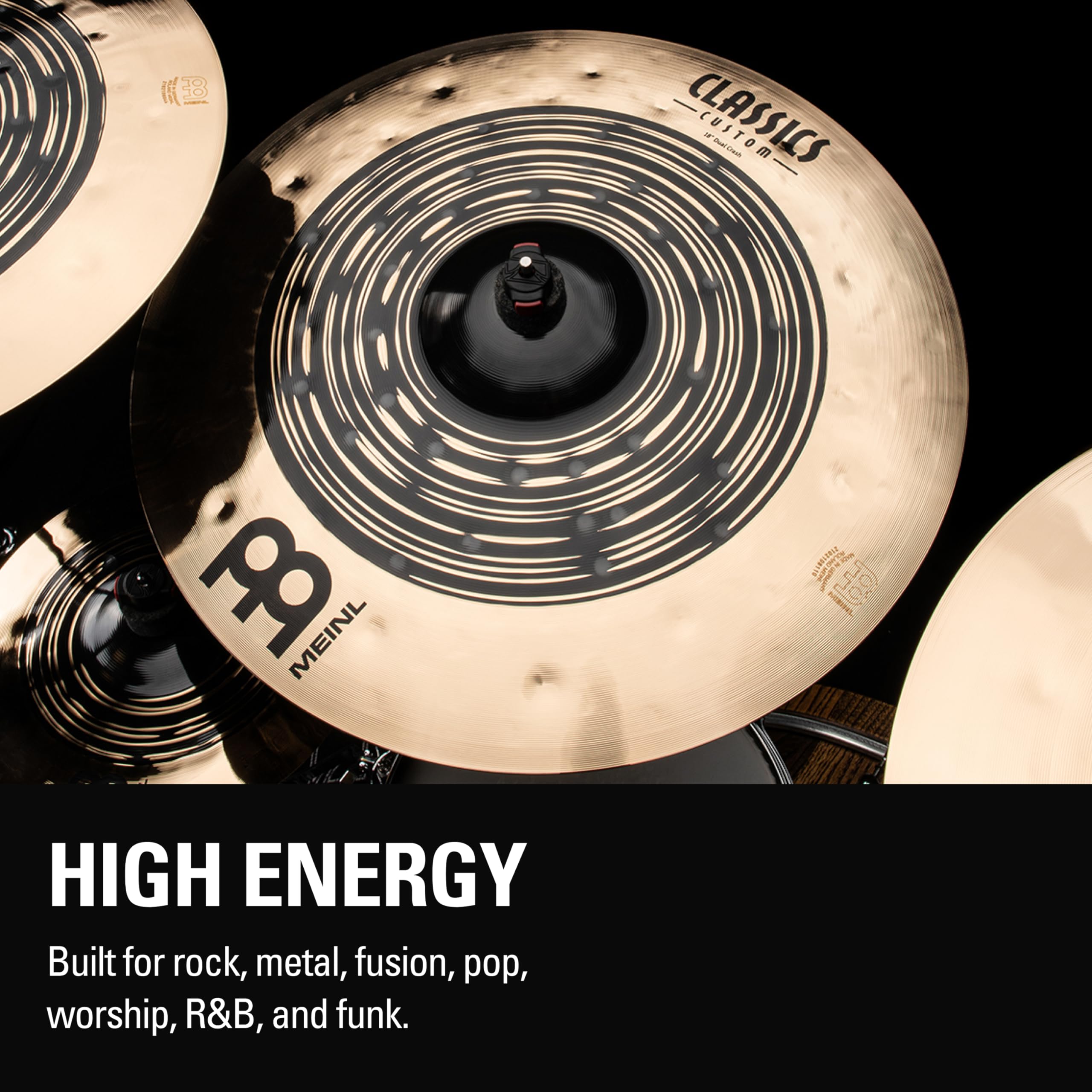 Meinl Cymbals Classics Custom Dual Piatto Crash 18 pollici (45,72cm) per Batteria - Bronzo B12, Finitura Scura e Brillante - Prodotto in Germania (CC18DUC)