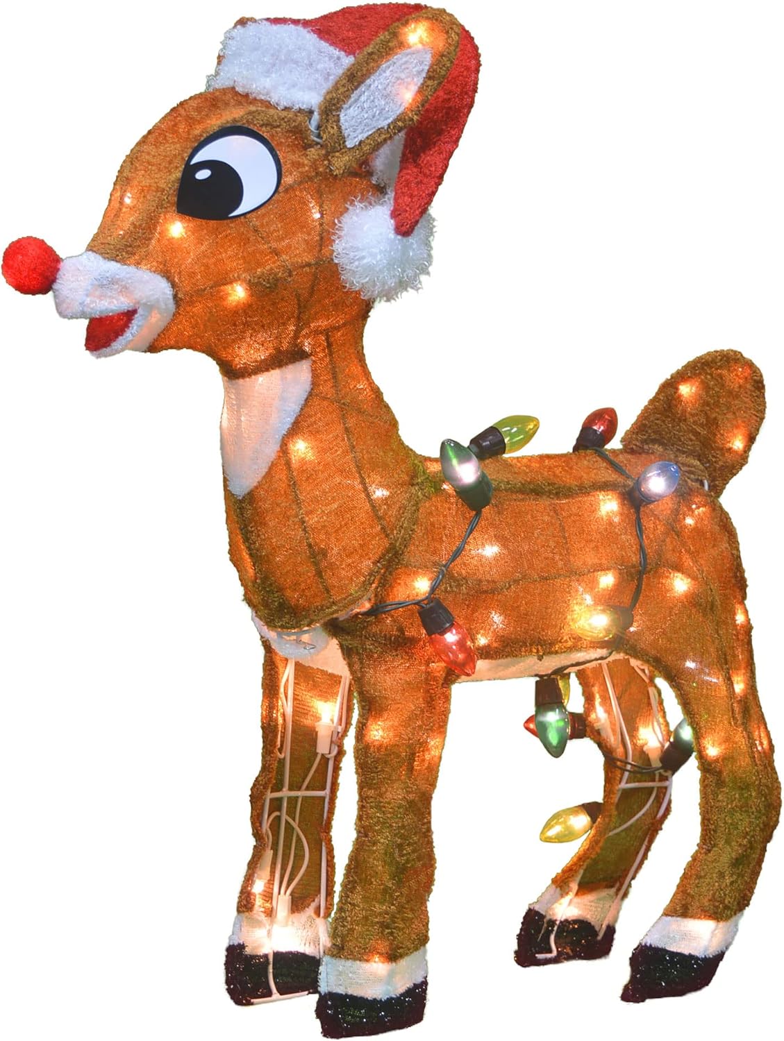 60552 24 Rudolph 3D Pre-Lit Yard Art Standing Rudolph with C9 Lights