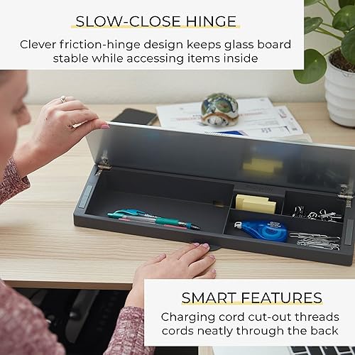 Miniatura 5 de ECR4Kids MessageStor Teclado para Escribir y Almacenar, Organizador de Escritorio, Gris