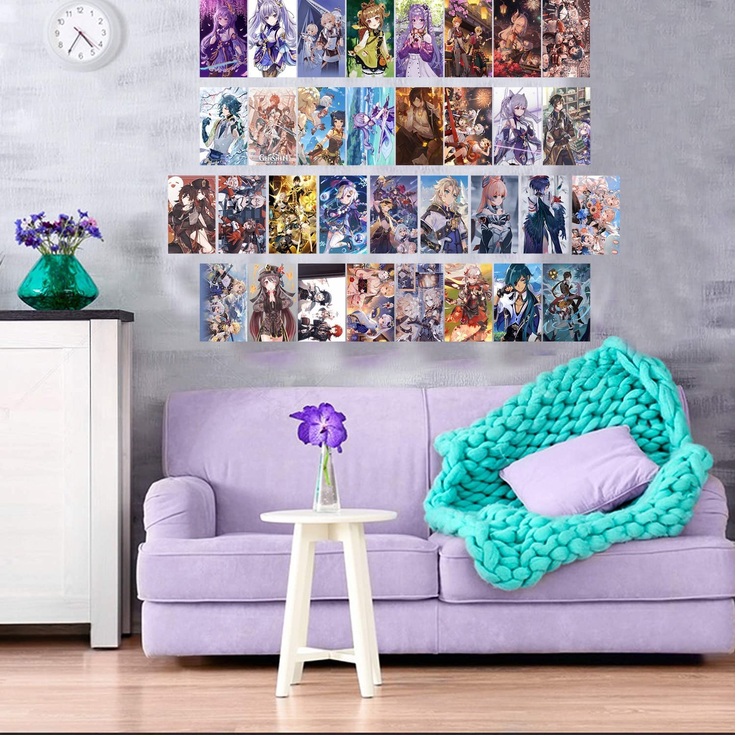 Lot De 50 Autocollants Muraux Genshin Impact - Déco Anime Pour Chambre Et Dortoir - Style VSCO Et Esthétique