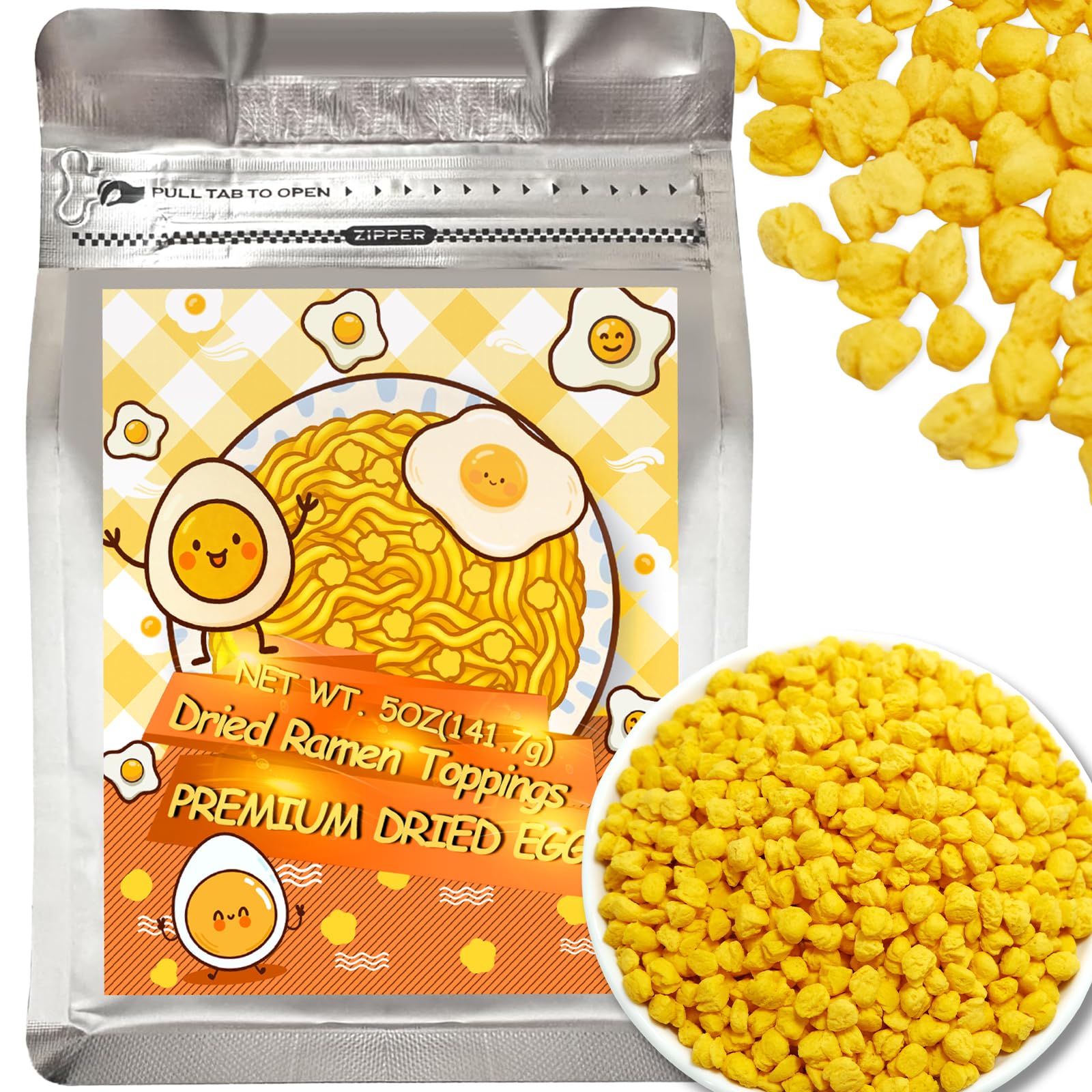 5oz Freeze Dried Eggs Ramen Toppings, Dried Eggs for Noodles, Soup, Camping, Emergency Storage & Everyday Cooking