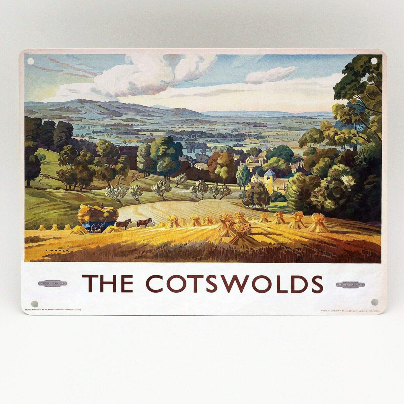 Inga THE COTSWOLDS RAILWAY POSTER METAL SIGN BRITISH RAIL TRAVEL TRAIN VINTAGE CHATER METAL TIN SIGN 8x12 inches