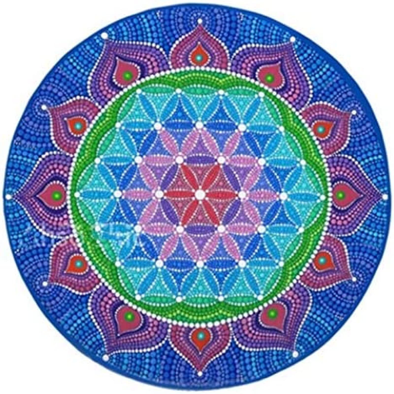 DIE Tappeto Rotondo Energy Flower of Life, Tappetino da Meditazione Antimacchia Morbido Antiscivolo per Meditazione Vivente Cuscino da Meditazione per La Casa 3 Colori,Cx-003,60 Cm,Constructive23