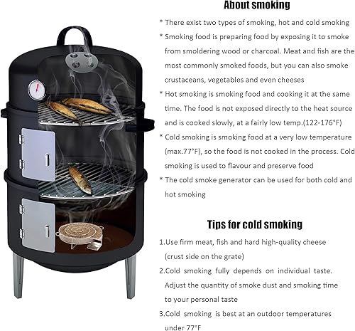 Miniatura 7 de Generador de humo frío en espiral de 8 pulgadas en parrilla o ahumador, bandeja de ahumador de pellets de acero inoxidable para ahumar en frío y