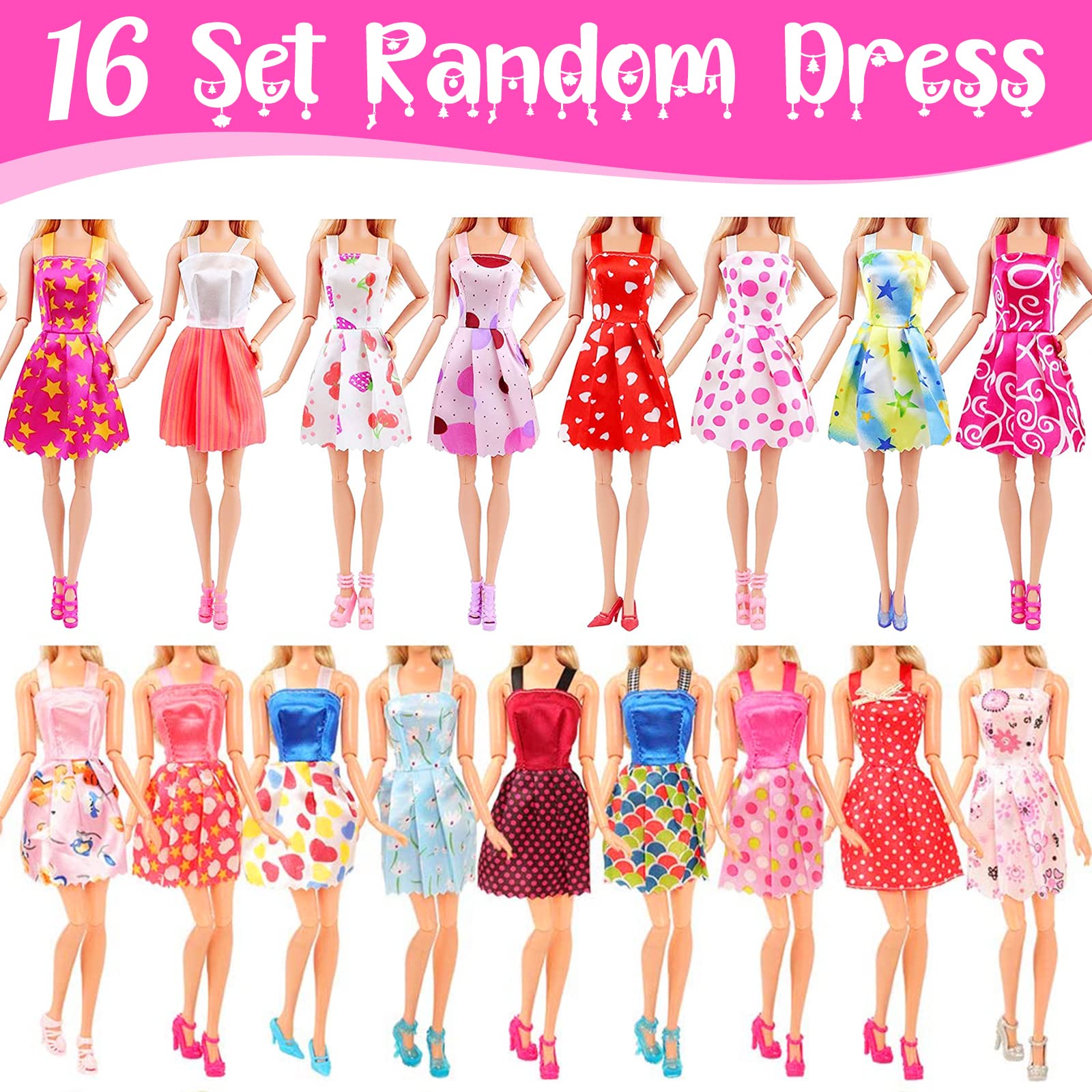 17 pezzi di abbigliamento e accessori per bambole da 11,5 pollici Compatibile con Barbie, nuovi vestiti per bambole 5 outfit alla moda a quadri con giacca e gonna 5 paia di scarpe