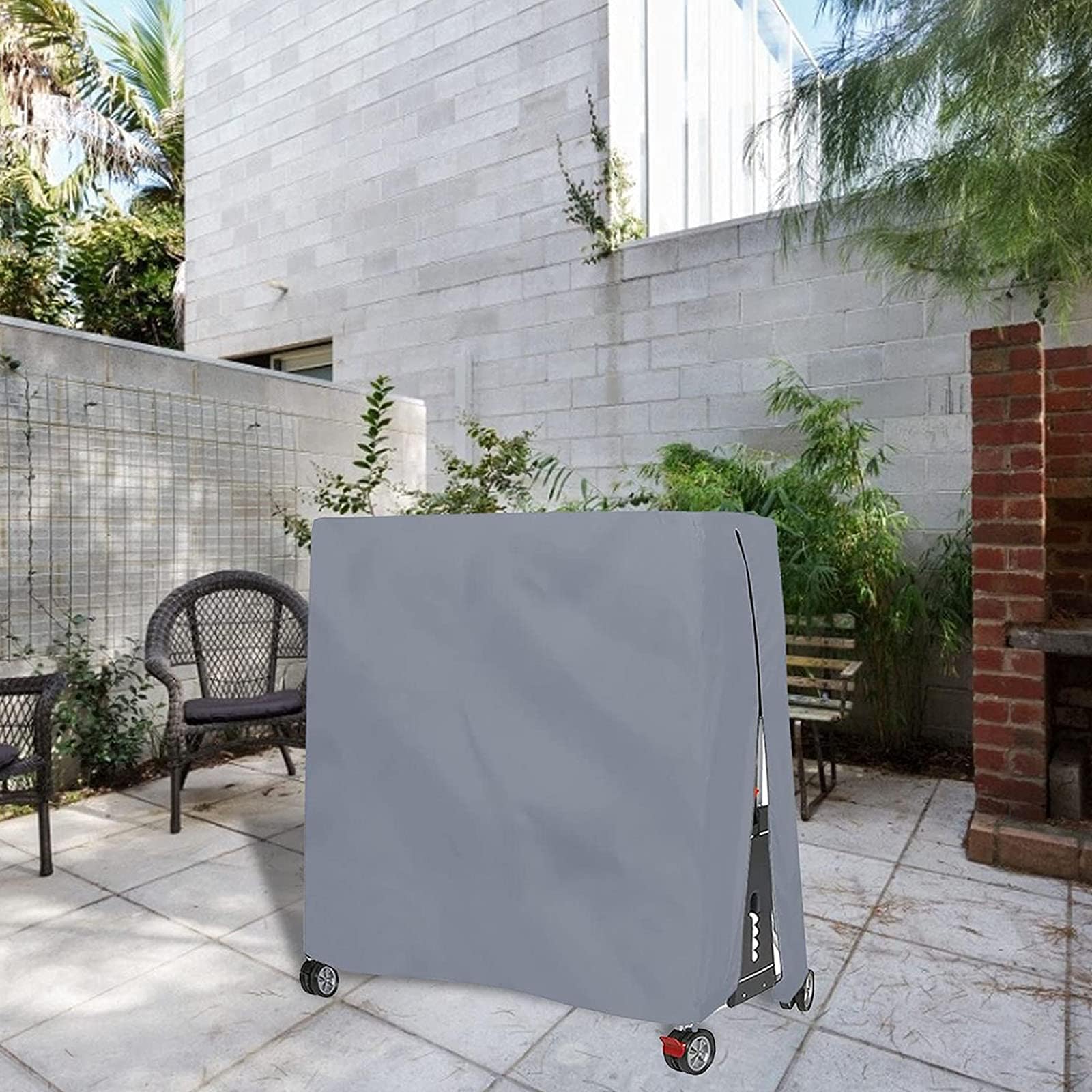 Copertura Impermeabile Per Tavolo Ping Pong Esterno - Poliestere Oxford 165x70x185cm, Grigio - Foto 3