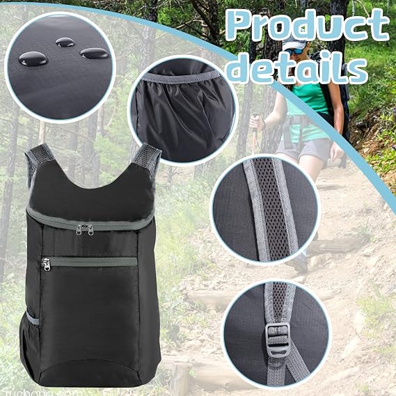 HuaJiao Ultra Lightweight Foldable Backpack, Small Water Resistant Rucksack Foldable Travel Daysack for Outdoor Sport Travelling Walking Hiking Camping Biking