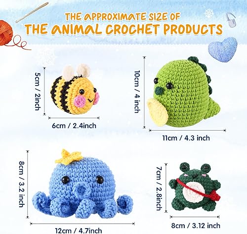 Miniatura 7 de LIHAO Kit de ganchillo de ganchillo, kit de tejido de animales de ganchillo para adultos y niños con paquete completo de material de iniciación,
