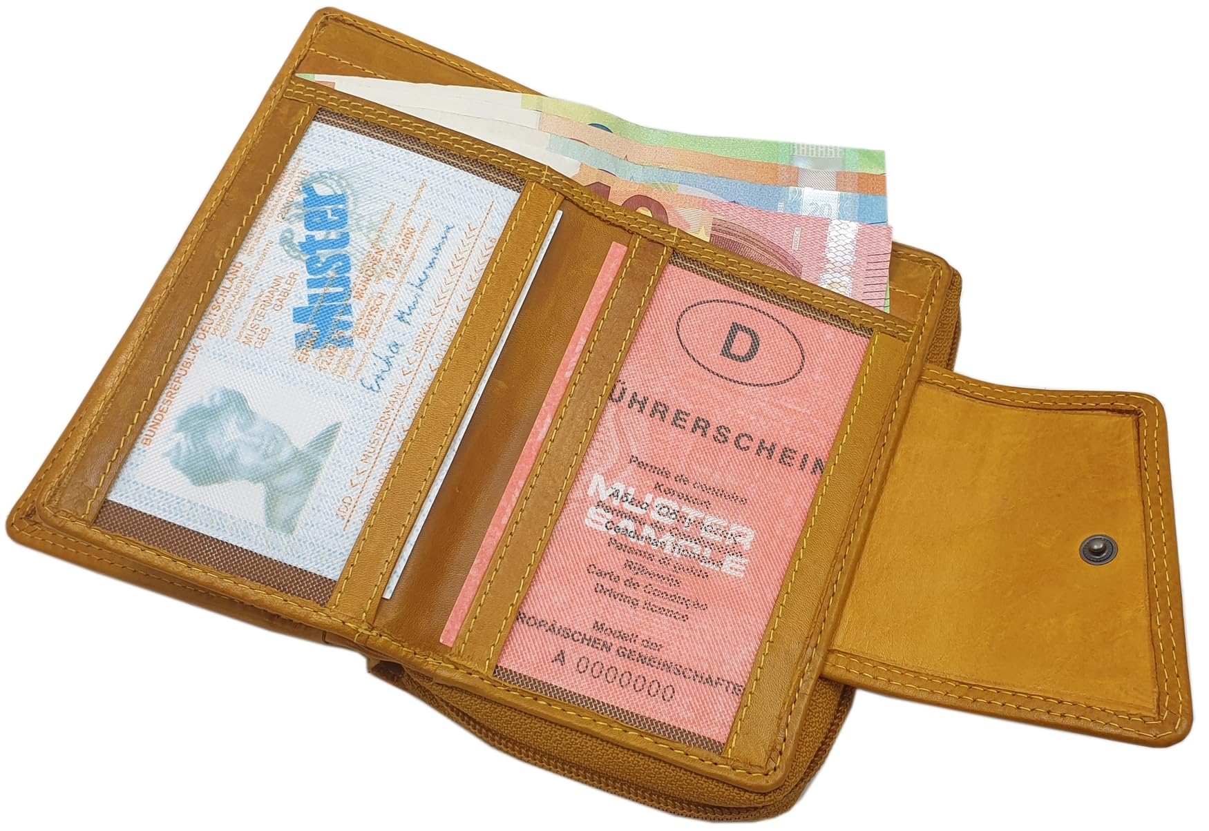 Cuero de Vaca Cartera para Mujer con Mariposa-Motivo o sin Motivo con Bloqueo RFID y NFC
