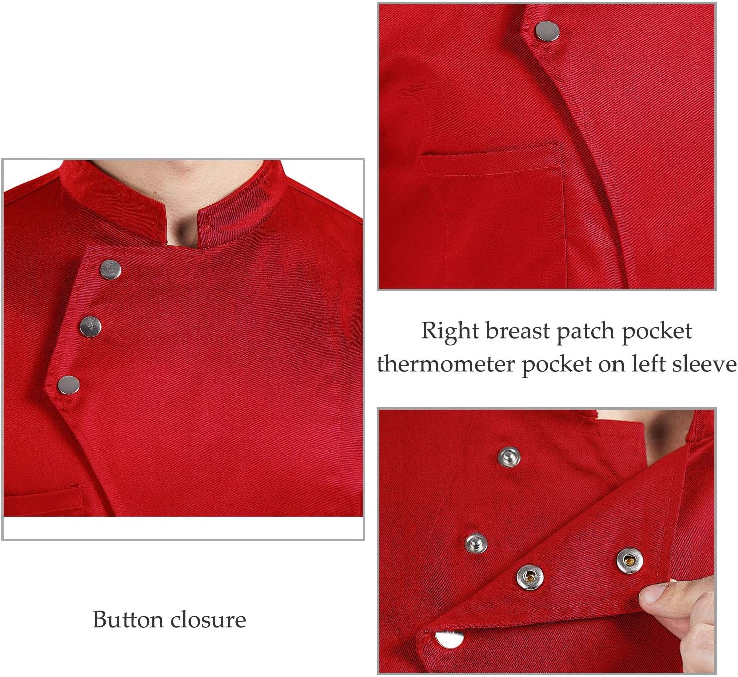 Nanxson Unisex Chef Coat Men's Long Sleeve Chef Jacket Restaurant Kitchen Cooking Chef Uniform CFM0057 - Image 5