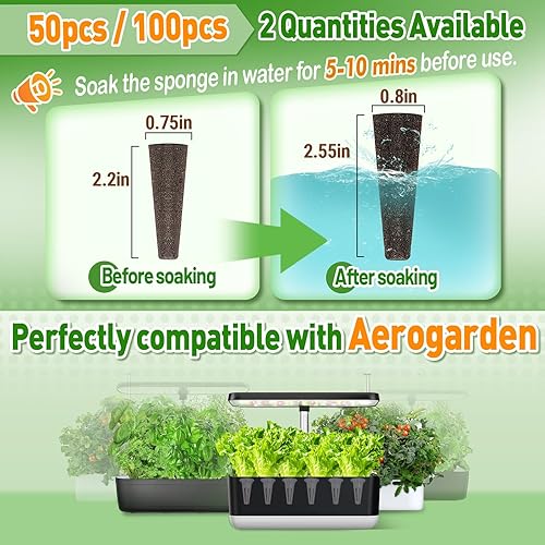 Miniatura 3 de Alphatool Paquete de 100 esponjas de cultivo de repuesto compatibles con AeroGarden. Cápsulas iniciadoras de semillas para mejorar la velocidad de