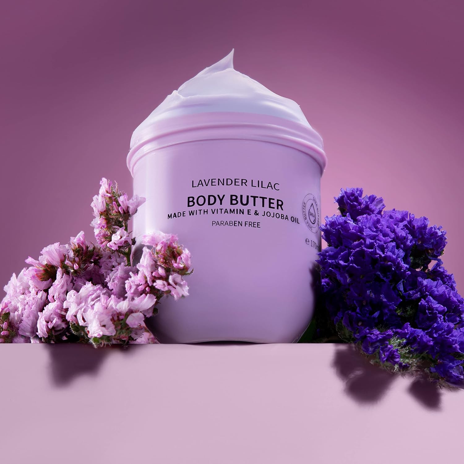 Lavender Lilac Body Butter – Shea Cream with Jojoba Oil & Vitamin E – Hydrating Natural Moisturizer for Hands – 5.74 Fl Oz