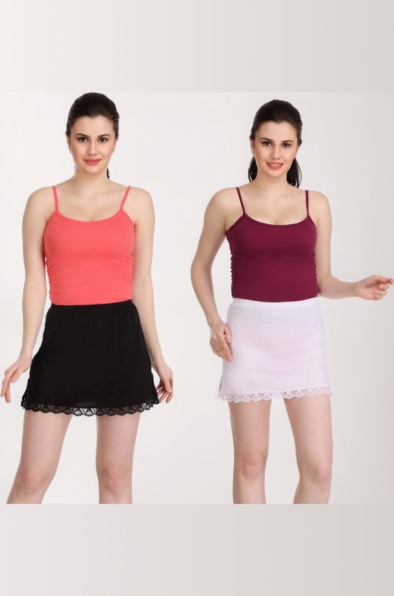 - Cotton Rich Short Skirt Slip for Women| Skirt Slip | Women's Half Slip (Pack of 2)