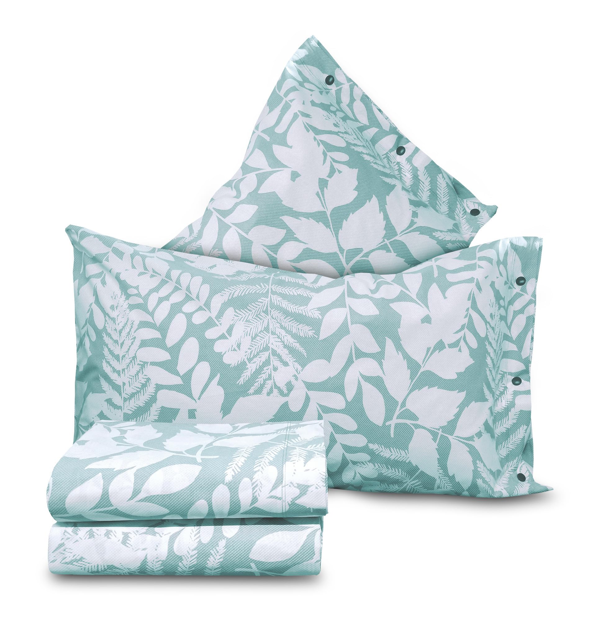 Parure de lit Nora feuilles vertes style shabby chic 1.5 place