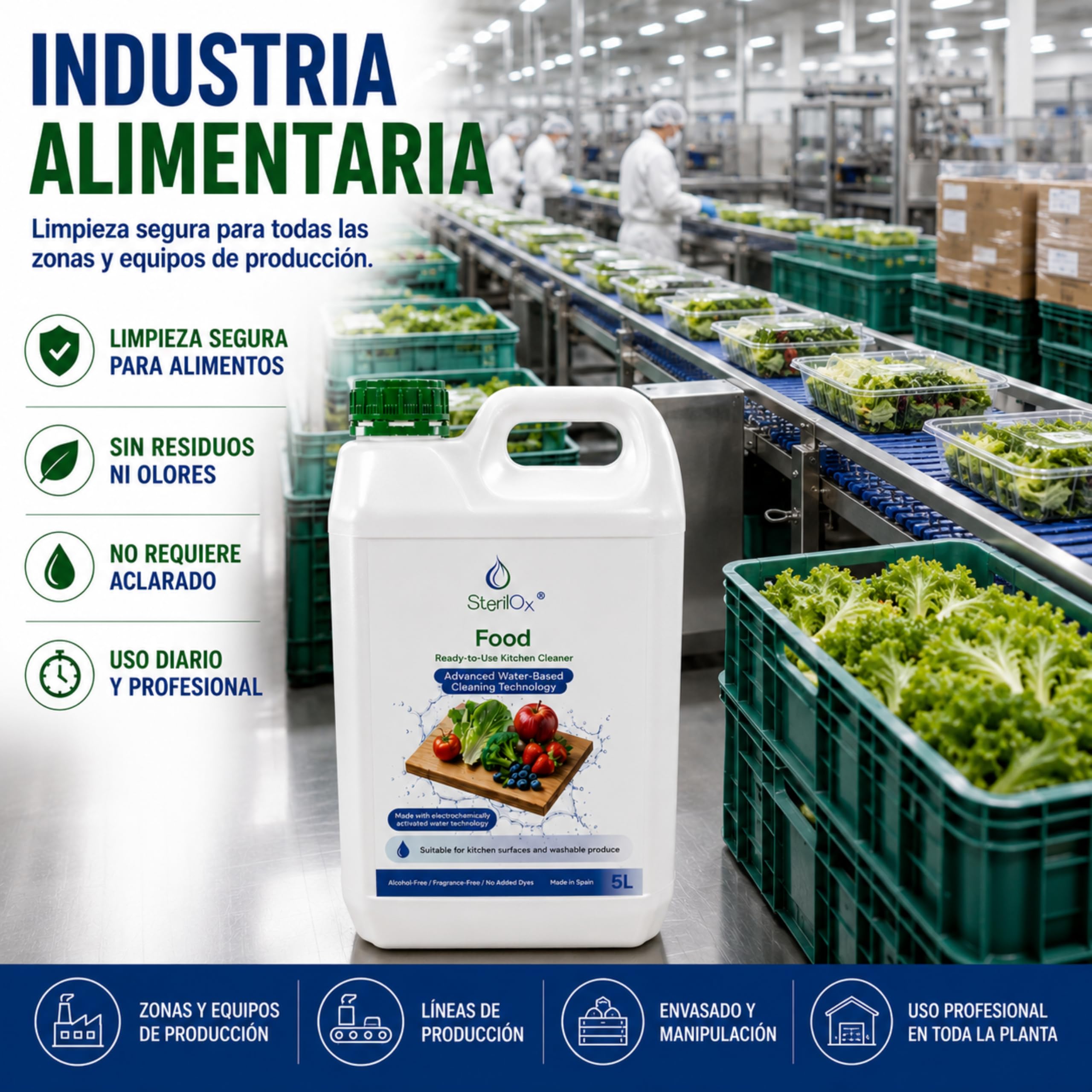 FOOD — Limpiador multiusos para la cocina — 5 l — Sin alcohol | Limpia con suavidad superficies, envases