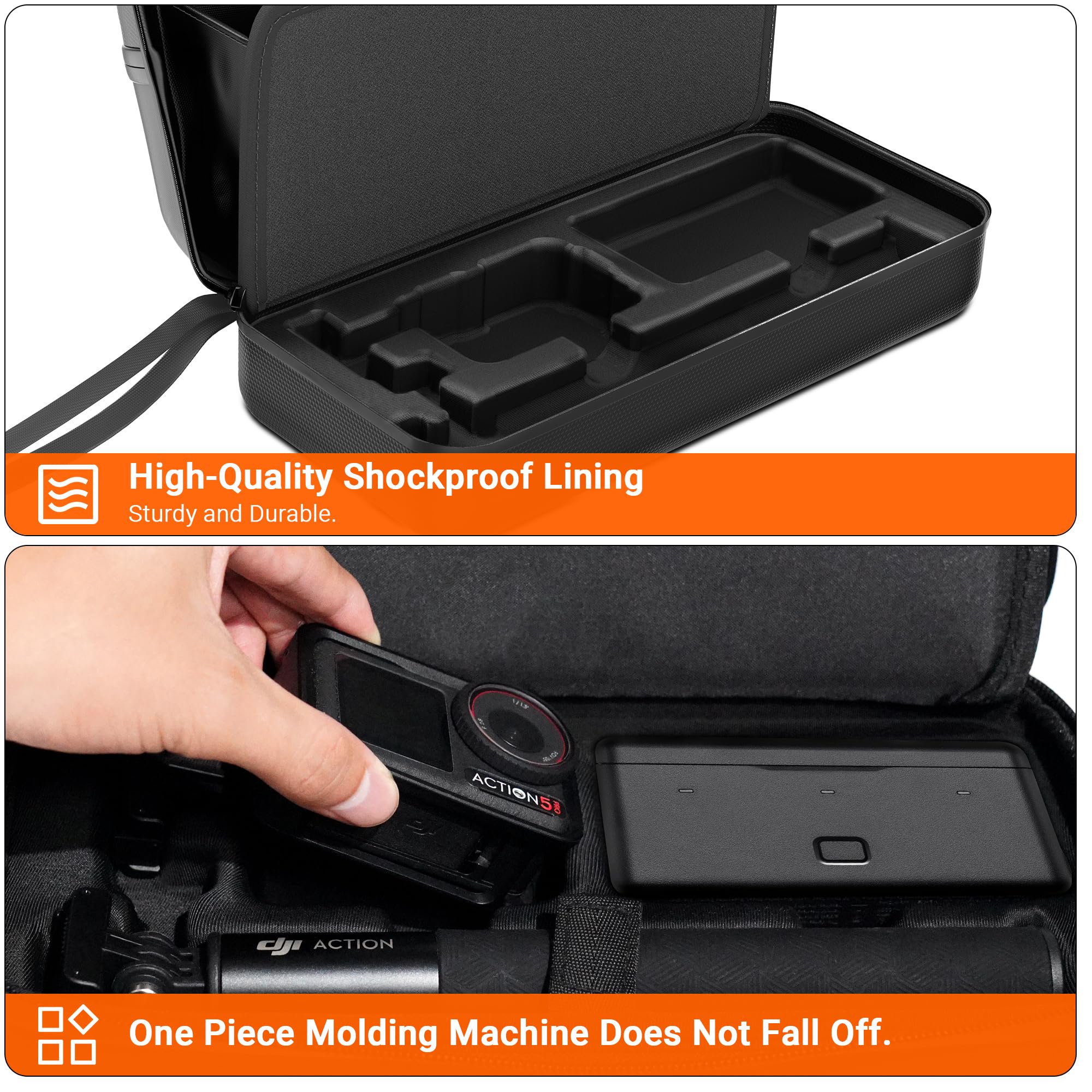 CYNOVA Osmo Action 5 Tragetasche für DJI Action 5 Pro Zubehör, Schwarz Hard Shell Reisetasche für DJI Osmo Action 5 Pro,Kompatibel mit OSMO Action 5/ Action 4/Action 3 Action Camera Zubehör