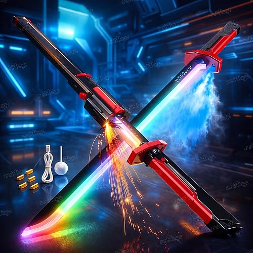 Zest 4 Toyz Katana Sword Toy for Kids | LED Sword with Spray & Spark Effects | Type-C Rechargeable | 7-Color Light Blade | Sound FX Katana for Roleplay | Parties, Collectors, and Display