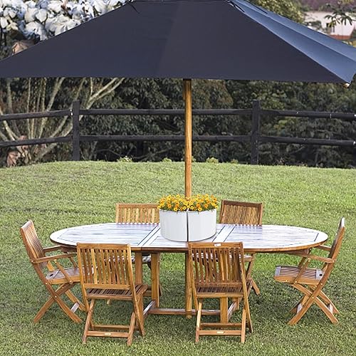 Miniatura 9 de ROIKETU Maceta de sombrilla para mesa de patio con agujero para paraguas, 2 piezas, maceta envolvente para paraguas, resistente a la intemperie,
