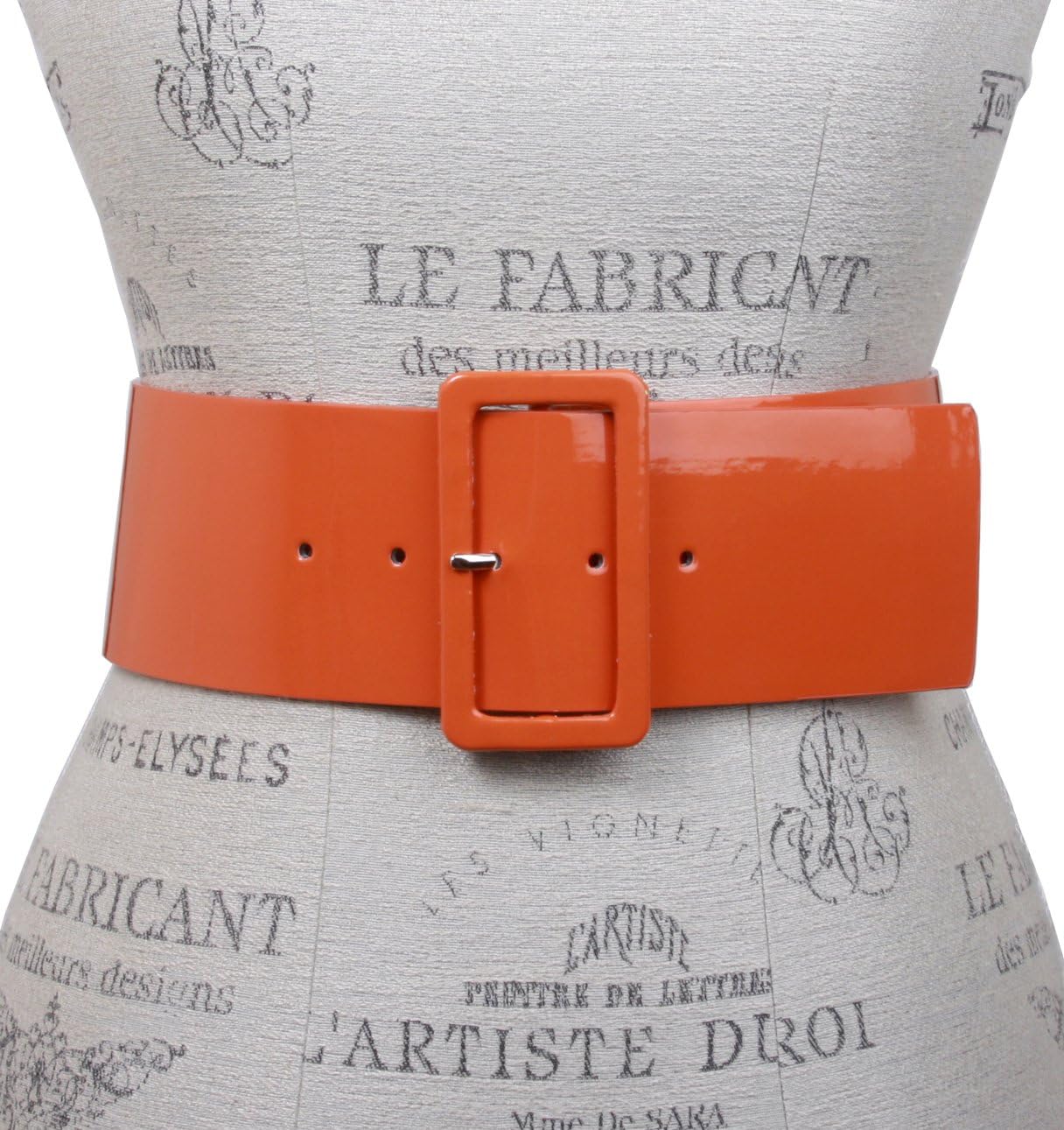 Beltiscool Ladies High Waist Patent Leather Wide Fashion Square Belt