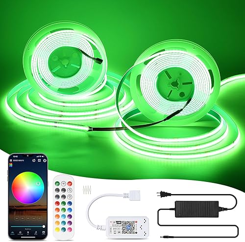 Miniatura 9 de INDARUN Tira de luz LED RGB COB de 32.0 pies32.8 ft (2 rollos de 16.4 pies), tira LED COB de 24 V de 0.394 in de ancho5760 LED, tira de luces LED