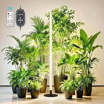 360° Grow Lights for Indoor Plants with Stand, Full Spectrum LED Plant Light with Remote, Adjustable Height up to 67 inches
