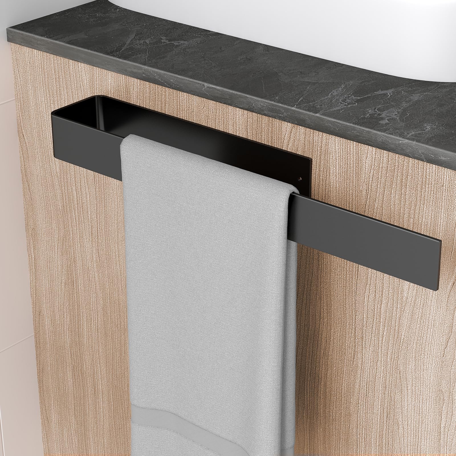 Handtuchhalter Ohne Bohren Schwarz, BETHOM 40CM Handtuchstange, Badezimmer Handtuchhalter Selbstklebend, Metall Matt Handtuch Halterung Wandmontage, Wasserdicht Rust Badetuchhalter für Bad und Küche