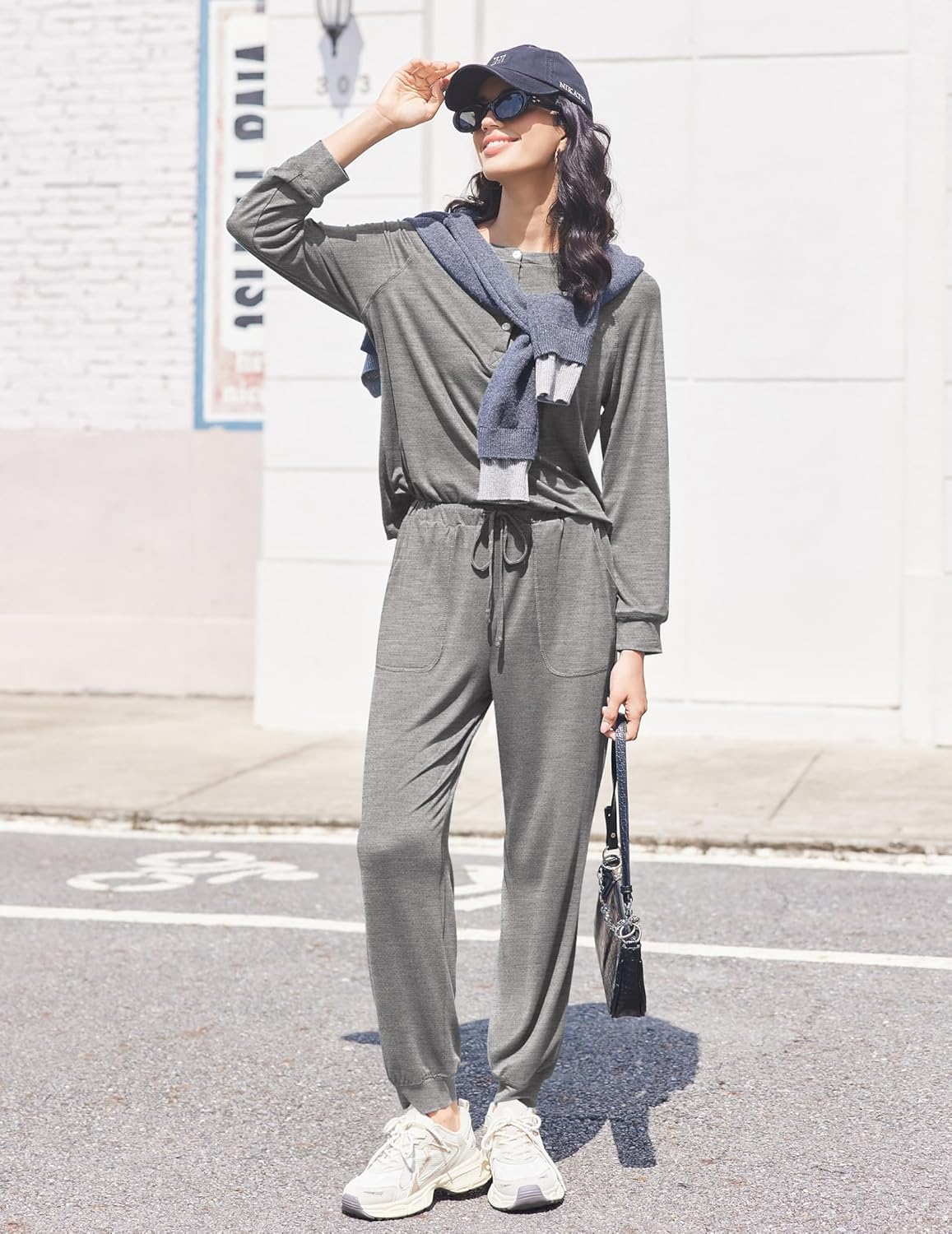 Ekouaer Womens Pajamas Long Sleeve Jogger Sets Comfy Pjs Soft Loungewear 2 Piece Lounge Sets with Pockets S-XXL - Image 4