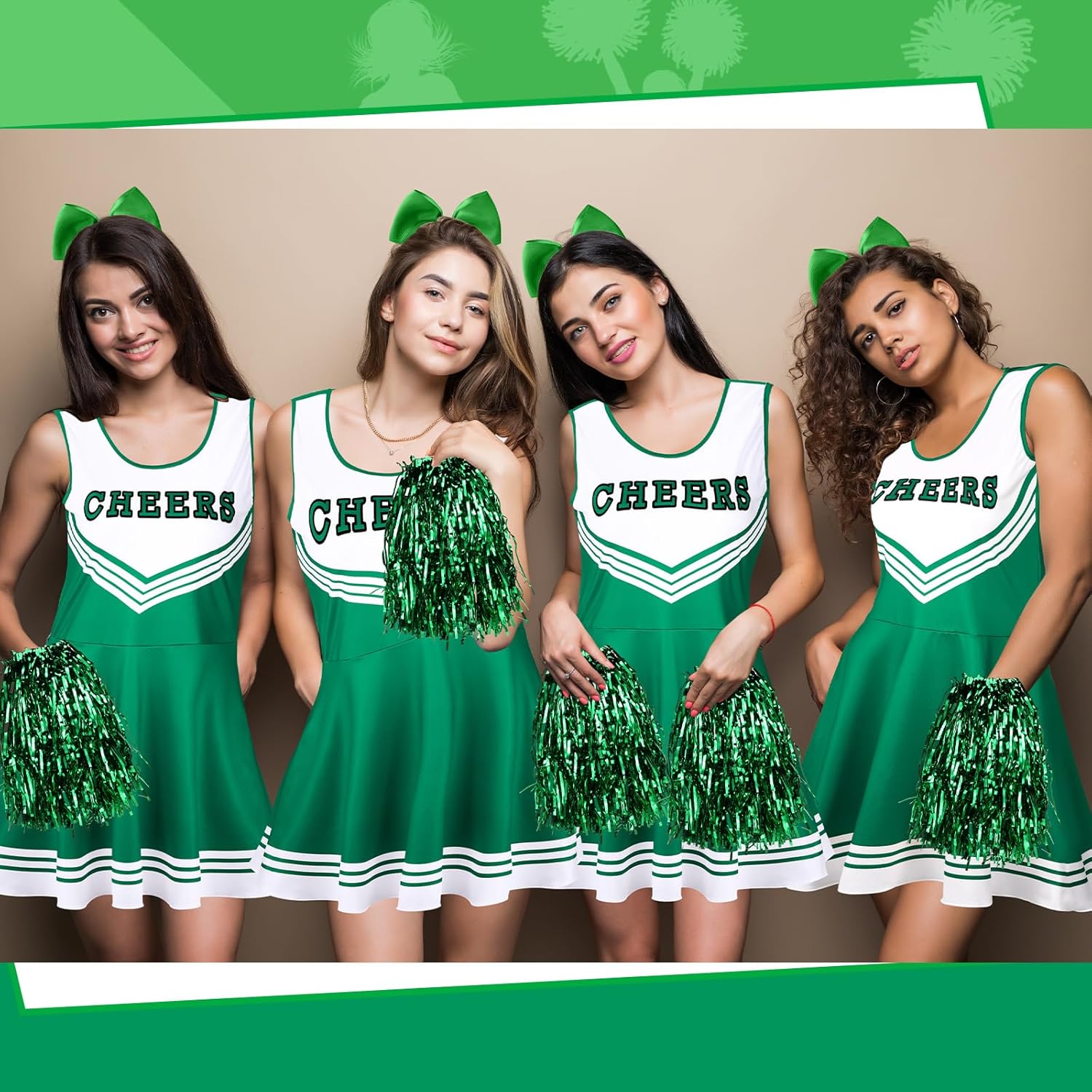 SATINIOR 4 Pcs Cheerleader Costumes for Women Adults Cheer Uniform Outfit for 2025 Halloween - Image 6